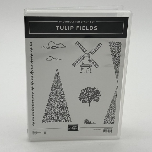 Stampin' Up! Other - Stampin Up Tulip Fields Photopolymer Stamp Set Wind Mill Cloud Tree 157682 NEW